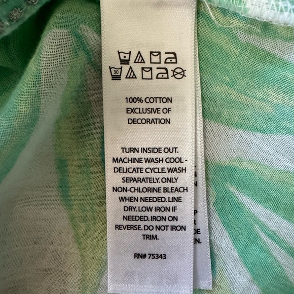 Christian Siriano Mint Green Tropical Print Gauze Tunic Top, XL - Picture 5 of 6